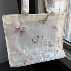 Dior Beauty Floral Embroidered Mesh Bag